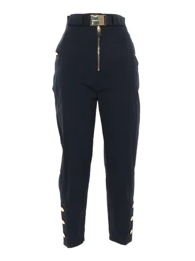 Elisabetta Franchi Belted Trousers In Black