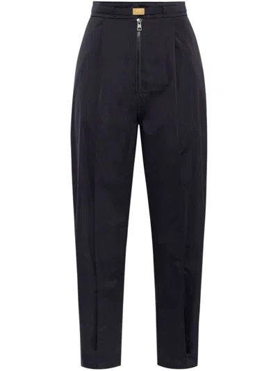 Elisabetta Franchi Belted Voile Boyfriend Trousers In Black
