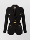 Elisabetta Franchi Belted Waist Jacket Gold-tone Hardware In Black