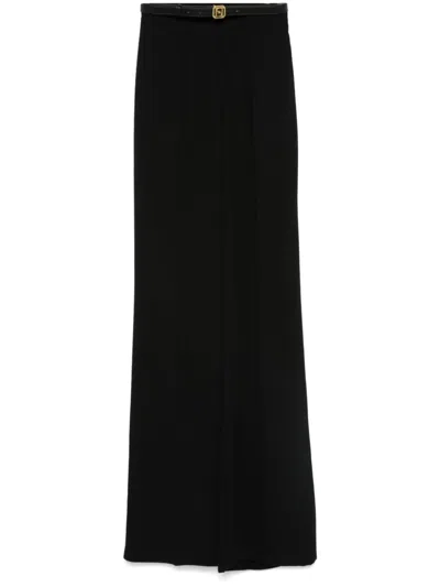 Elisabetta Franchi Belted Wide-leg Trousers In Black