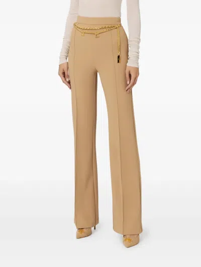 Elisabetta Franchi Belted Wide-leg Trousers In Nude