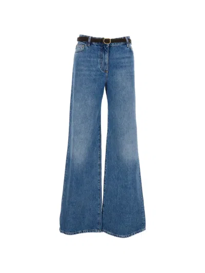 Elisabetta Franchi Belted Wide-leg Jeans In Blue