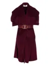 Elisabetta Franchi Double Wool Cloth Cape In Red