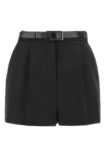 Elisabetta Franchi Belted Virgin Wool Shorts In Multi