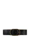 Elisabetta Franchi Crocodile Texture Calf Leather Belt With Buckle In Black