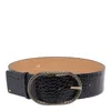 Elisabetta Franchi Crocodile Texture Calf Leather Belt With Buckle In Black