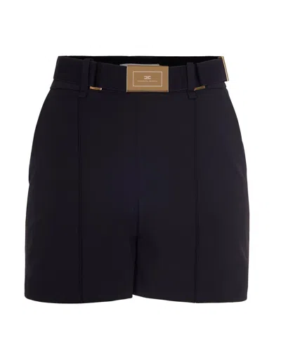 Elisabetta Franchi Shorts Nero In Tessuto Tecnico Bielastico In Blue