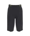 Elisabetta Franchi Bermuda Shorts With Gold Decorative Buttons In Black