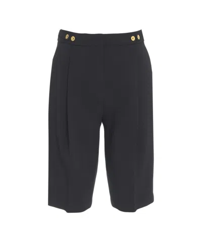Elisabetta Franchi Bermuda Shorts With Gold Decorative Buttons In Black