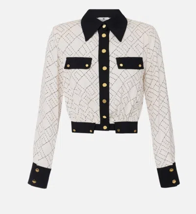 Elisabetta Franchi Two-colour Shirt In Georgette Fabric In White
