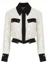 Elisabetta Franchi Bi-color Shirt With Gold Accents And Geometric Pattern In White