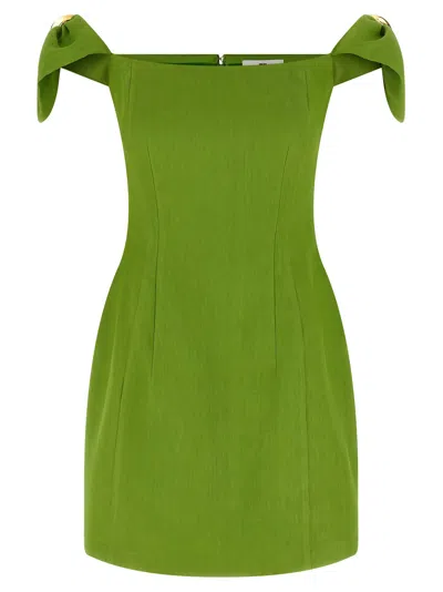 Elisabetta Franchi Bicolor Linen Short Women's Dress In Green