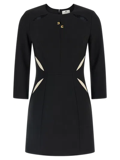 Elisabetta Franchi Bicolor Polyester Short Women's Dress In Black