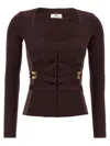 Elisabetta Franchi Bielastic Blazer With Sweetheart Neckline In Brown