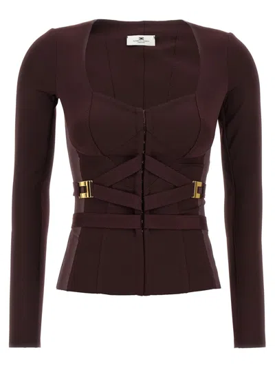 ELISABETTA FRANCHI BIELASTIC BLAZER WITH SWEETHEART NECKLINE