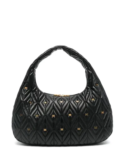 Elisabetta Franchi Big Diamond-quilted Tote Bag In Black