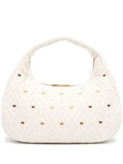 Elisabetta Franchi Big Diamond-quilted Tote Bag In White