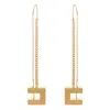 Elisabetta Franchi Dangling Geometric Shape Chain Detail Earrings In Gold