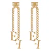 Elisabetta Franchi Earrings With Pendant Chain In Gold
