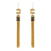 Elisabetta Franchi Geometric Pendant Earrings Tassel Accents In Gold