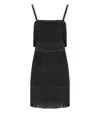 Elisabetta Franchi Fringed Dress With Adjustable Straps And Bow Accents In Black