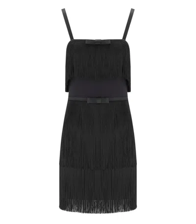 ELISABETTA FRANCHI ELISABETTA FRANCHI BLACK FRINGED DRESS