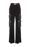 Elisabetta Franchi Black Cargo Trousers With Belt In Black