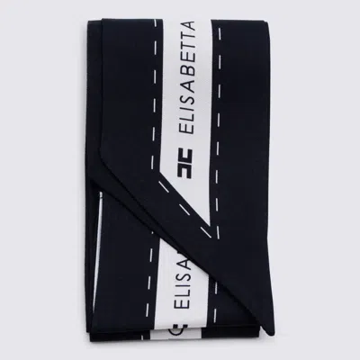 Elisabetta Franchi Black And White Silk Scarf In Multi