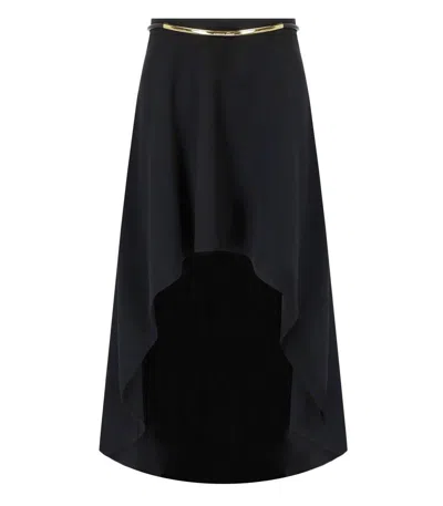 Elisabetta Franchi Black Asymmetric Skirt With Belt