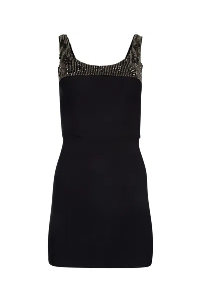 ELISABETTA FRANCHI BLACK BEAD-EMBELLISHED MINI DRESS