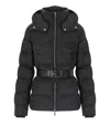 Elisabetta Franchi Short Down Jacket In Jacquard Nylon In Black