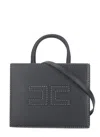Elisabetta Franchi Borsa Tote Nera Piccola Con Impunture A Contrasto In Black