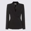 Elisabetta Franchi Double-breasted Jacket With Satin Details In Black