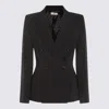 Elisabetta Franchi Double-breasted Jacket With Satin Details In Black