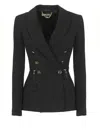 Elisabetta Franchi Crepe Double-breasted Blazer In Black