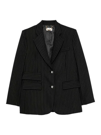 Elisabetta Franchi Black Blazer With Front Pockets