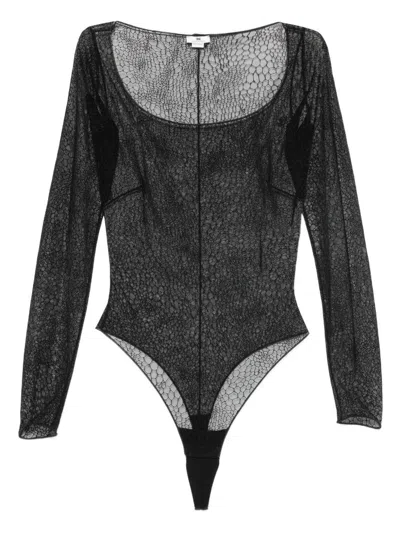 Elisabetta Franchi Black Bodysuit With Geometric Pattern