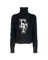 Elisabetta Franchi Logo Intarsia Roll Neck Jumper In Black