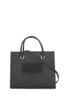 Elisabetta Franchi Black Canvas Bag In Neutral