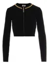 Elisabetta Franchi Diamond Knit Cardigan With Black Jewel Detail In Black