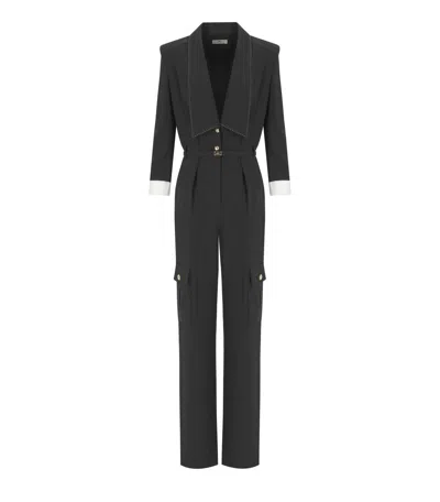 ELISABETTA FRANCHI ELISABETTA FRANCHI BLACK CARGO JUMPSUIT