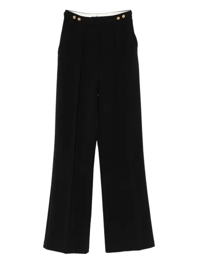 Elisabetta Franchi Black Casual Trousers With Gold Buttons