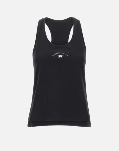 Elisabetta Franchi Black Cotton Jersey Racer Top