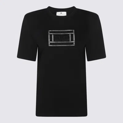 ELISABETTA FRANCHI BLACK COTTON T-SHIRT