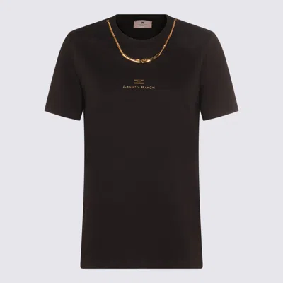 Elisabetta Franchi Black Cotton T-shirt In Brown