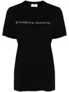 Elisabetta Franchi Rhinestones-logo Jersey T-shirt In Black