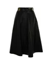 Elisabetta Franchi Flared Midi Skirt With High Waist In Black