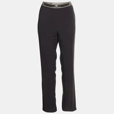 Pre-owned Elisabetta Franchi Black Crepe And Satin Slim Fit Trousers L