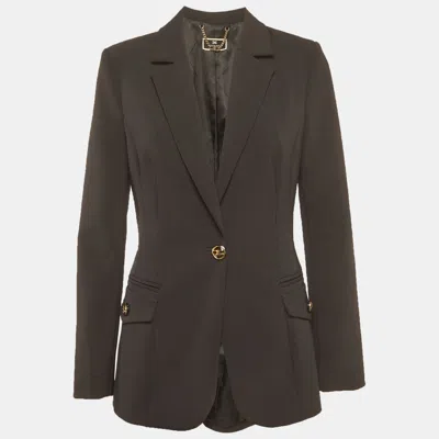 Pre-owned Elisabetta Franchi Black Crepe Blazer L