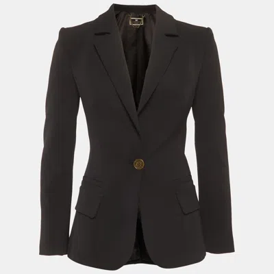Pre-owned Elisabetta Franchi Black Crepe Blazer S